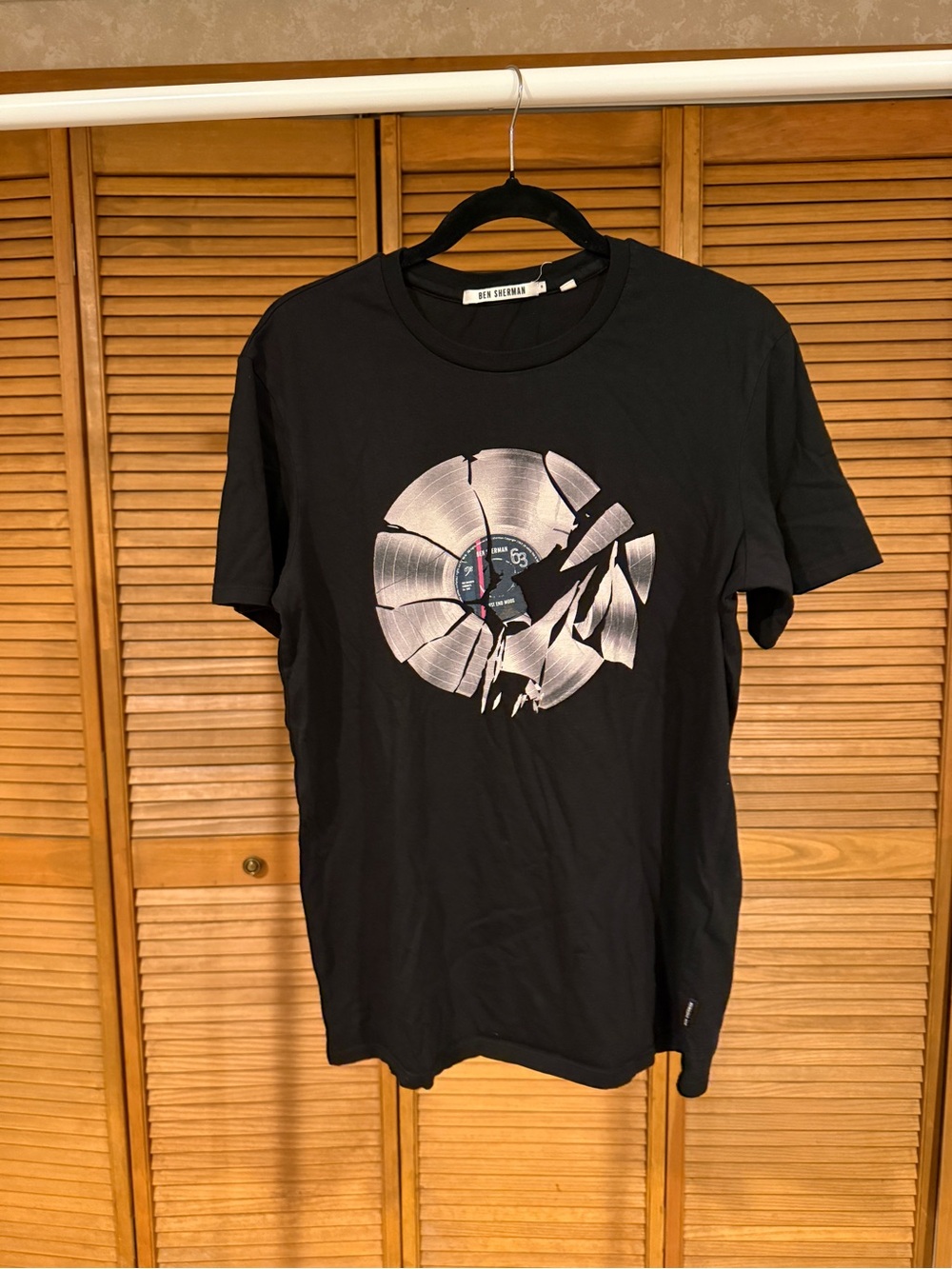 Ben Sherman Broken Vinyl Record Graphic Tee Black Size M Mod British Style